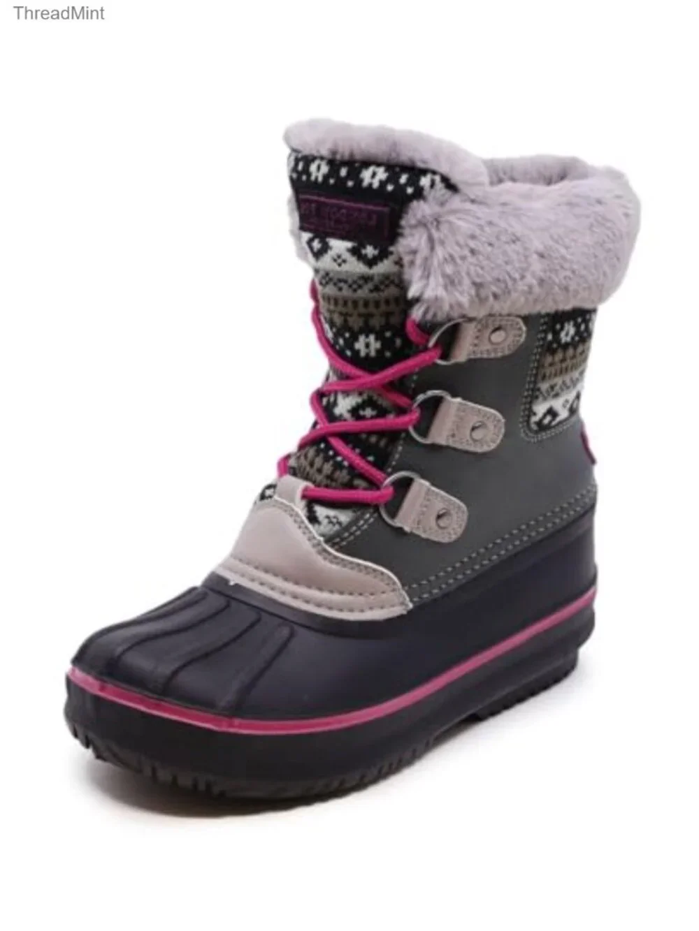 Tottenham Girls Snow Boots Faux Leather Synthetic Warm Lined Chelsea Mid-Calf